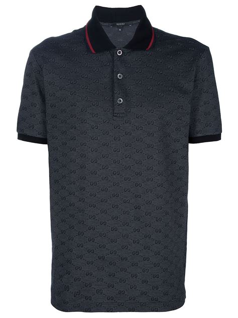 gucci mens all black polo shirt